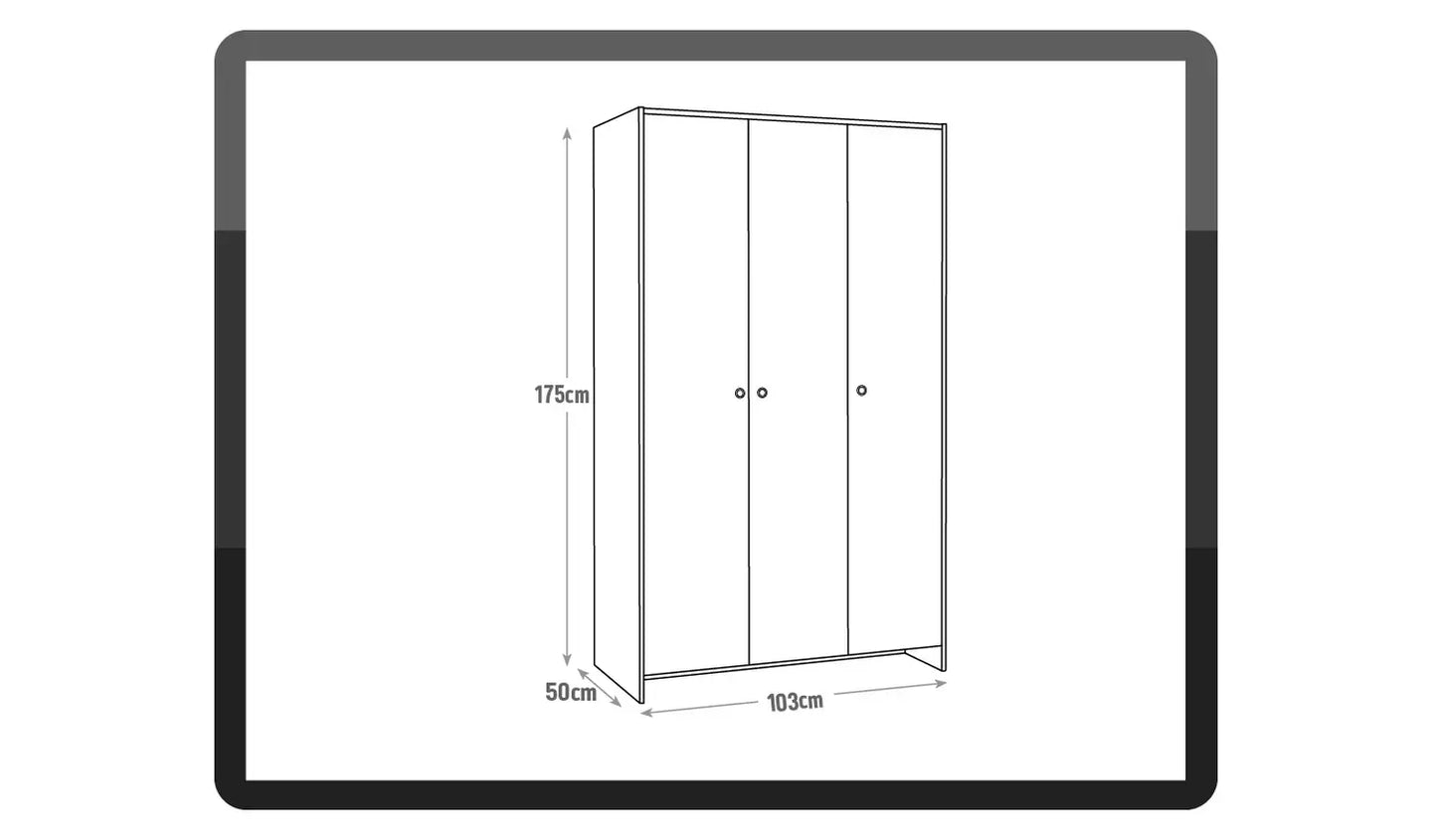 Seville 3 Door Wardrobe - White